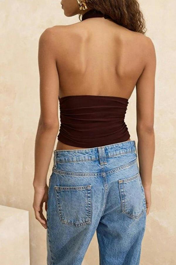 WOVCOR Accessory Detailed High Neck Party Blouse