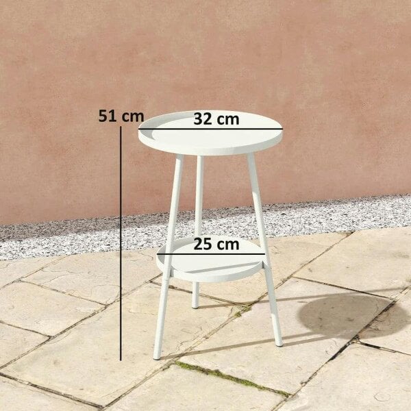 Bobobiy Two-Tier Metal Garden Table - White