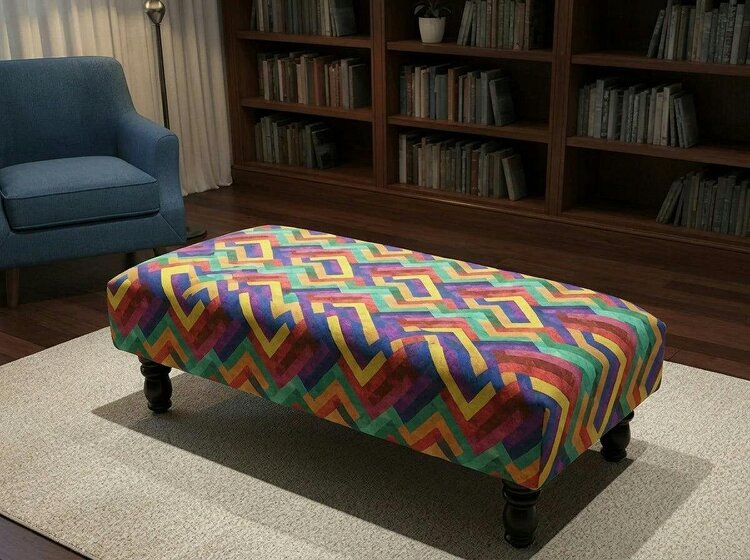 ISTOOLS Premium Multi-Colour Trem Footstool Pouffe – Stylish, Comfortable & Versatile - 30 x 20 Inches (76 x 51cm)
