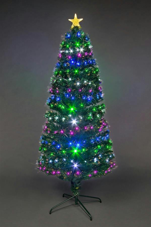 4ft to 7ft Pre-Lit Fibre Optic Artificial Christmas Trees with LED Lights and Metal Stand image 7