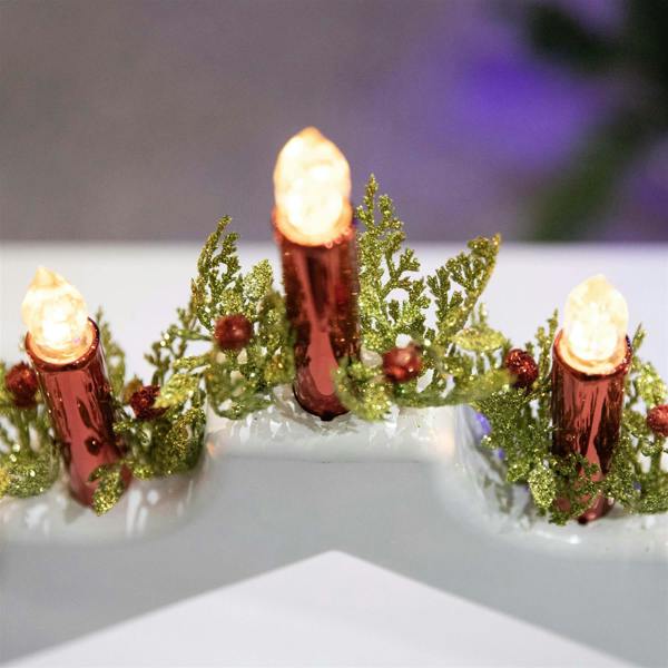 5cm Battery Operated Plastic White Christmas Candle Bridge with 7 LED Lights image 1