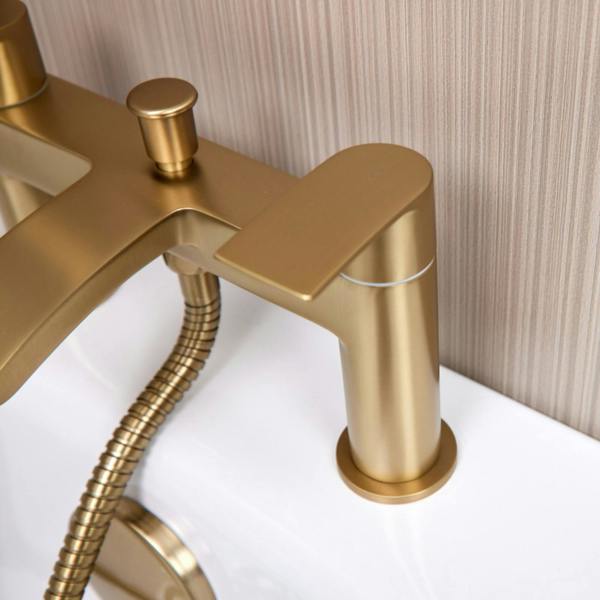 Flode Falun | Bath Shower Mixer | Including Handset and Holder | Brushed Brass
