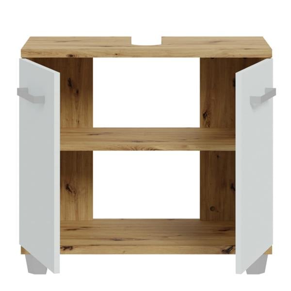Furniture To Go Veris Under Sink Cabinet with 2 Doors in Artisan Oak and Light Grey Doors