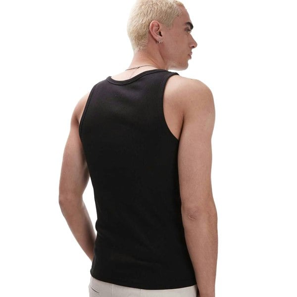 Tommy Hilfiger Tommy Jeans Small Flag Ribbed Tank Top Vest Black