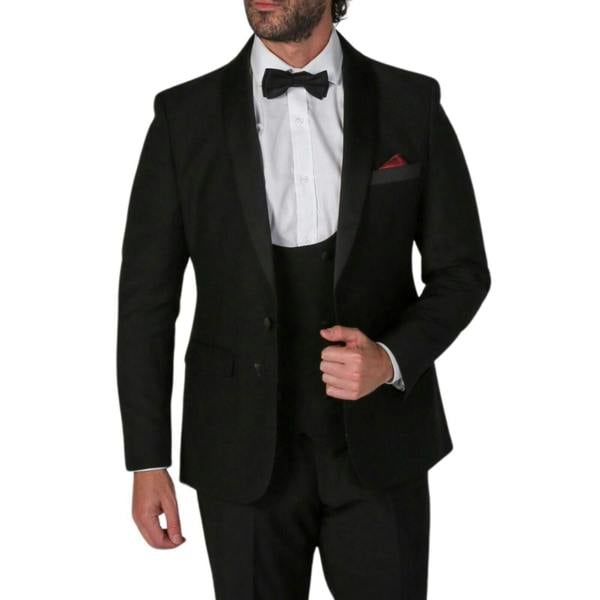 Paul Andrew Men's Black 3 Piece Tuxedo Suit