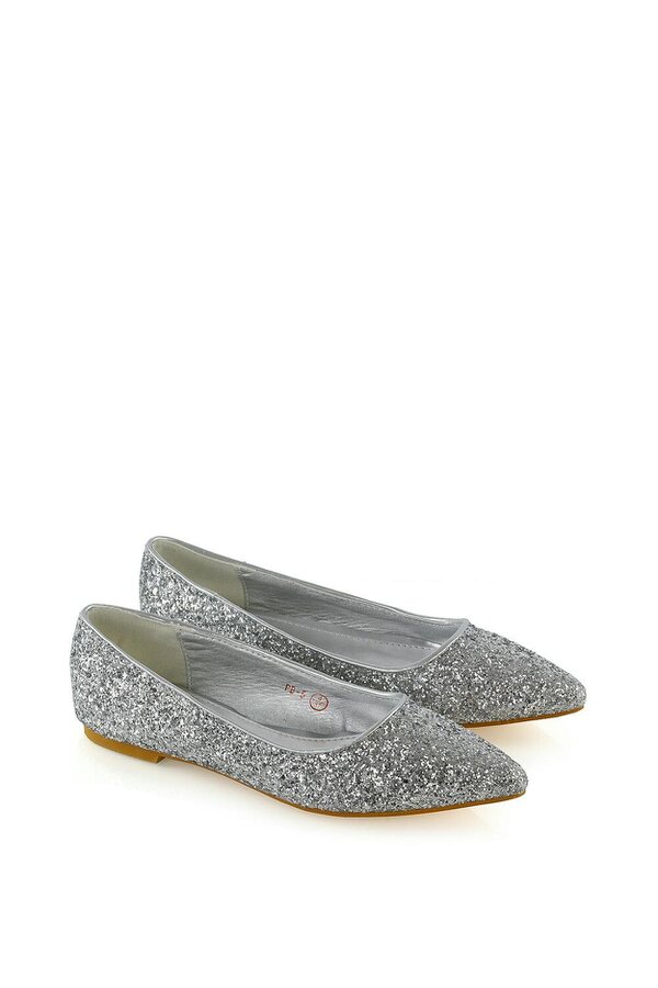 XY LONDON Statement Pointed Toe Flat Bridal Ballerina Pump Shoes