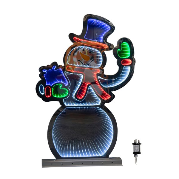 Samuel Alexander 76cm Infinity Light up Standing Snowman Christmas Decoration with Multi-Coloured LEDs on Metal Base