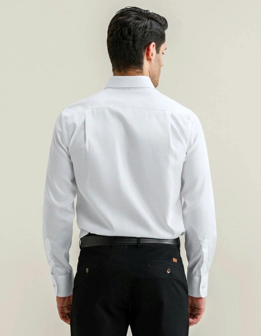 Men's White Easy Care Satin Shirt
