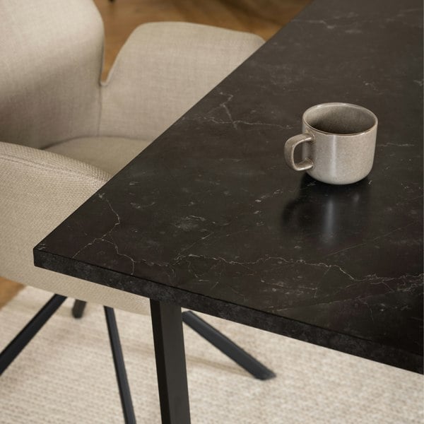 Furniture To Go Amble Dining Table with Black Marble Melamine Top & Black Legs
