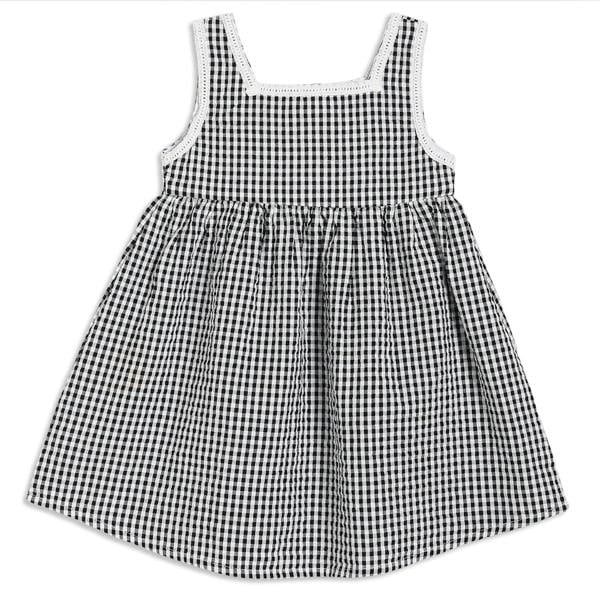 Mini Cuddles Baby Girls Checked Woven Dress, Black