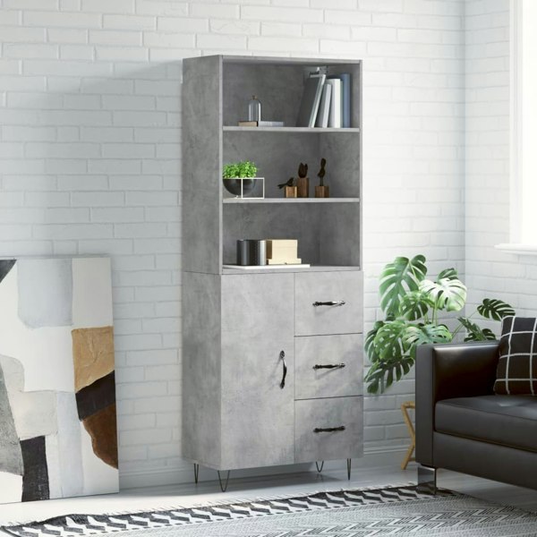 Berkfield Highboard Concrete Grey 69.5x34x180 cm Engineered Wood
