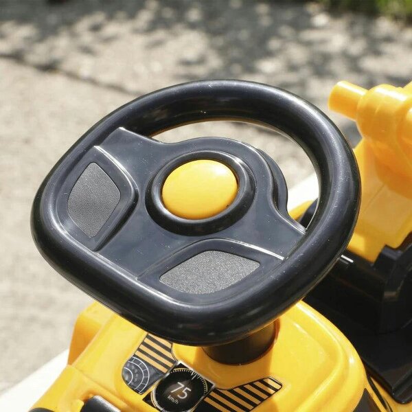 Ride On Tractor, Kids Bulldozer Pull Cart with Horn, Storage, Front Roller, Ride-On Car for Ages 1-4 Years, Yellow
