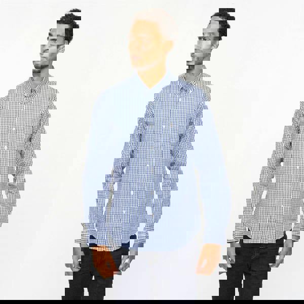 Gabicci V55GW01 Mens Fraser Long Sleeve Woven Check Shirt Gabicci Vintage - COBALT