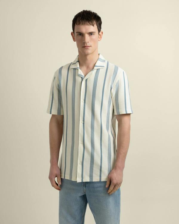 Larsson & Co Hannes - Waffle Stripe Short Sleeve Shirt