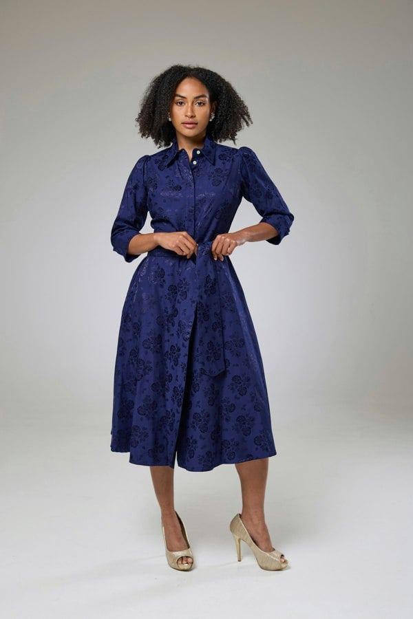 Isha's Timeless collection Royal Blue Petals Sleeved Dress