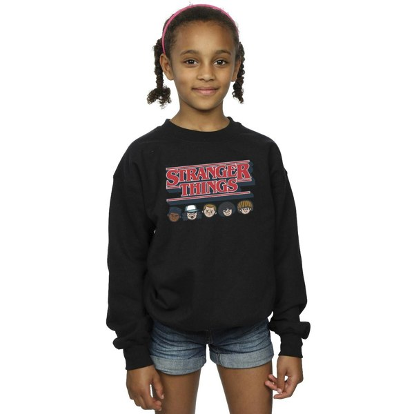 Netflix Girls Stranger Things Caricature Logo Sweatshirt - Black