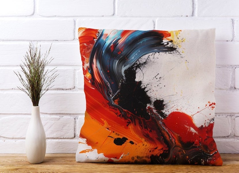 Warren Reed Fiery Waves: Abstract Motion Cushions