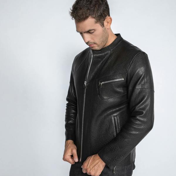 Aero Noir Leather Jacket - Premium Men's Patterned Shirt by Claudio Lugli | Bold Design, Tailored Fit, Best Printed Shirts