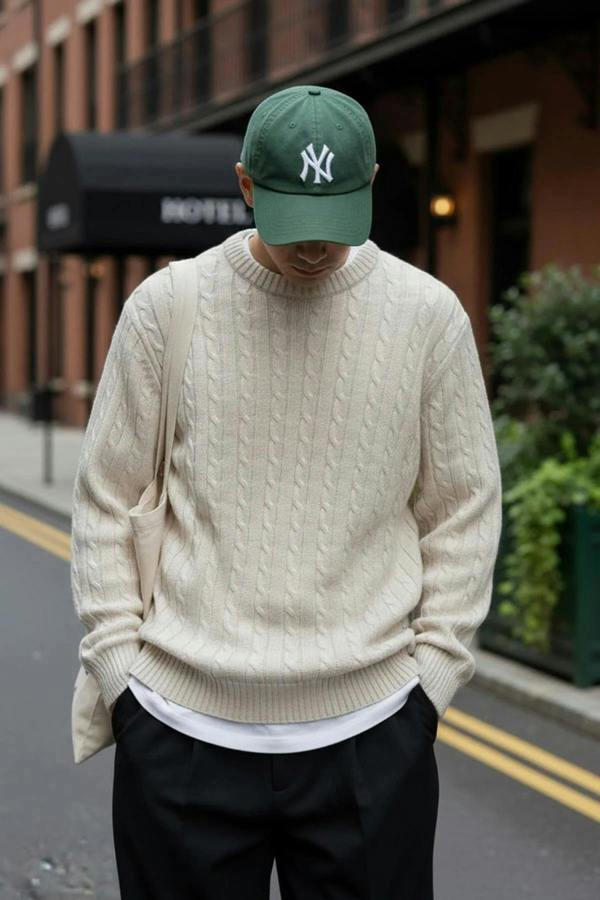 WOVCOR Crew Neck Thick Knit Men's Sweater