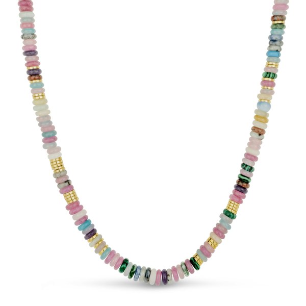 Gold Trip Beaded Multi Gemstone Necklace