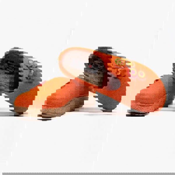 Haflinger KANON Womens Felt Wide Fit Mule Slippers Rust