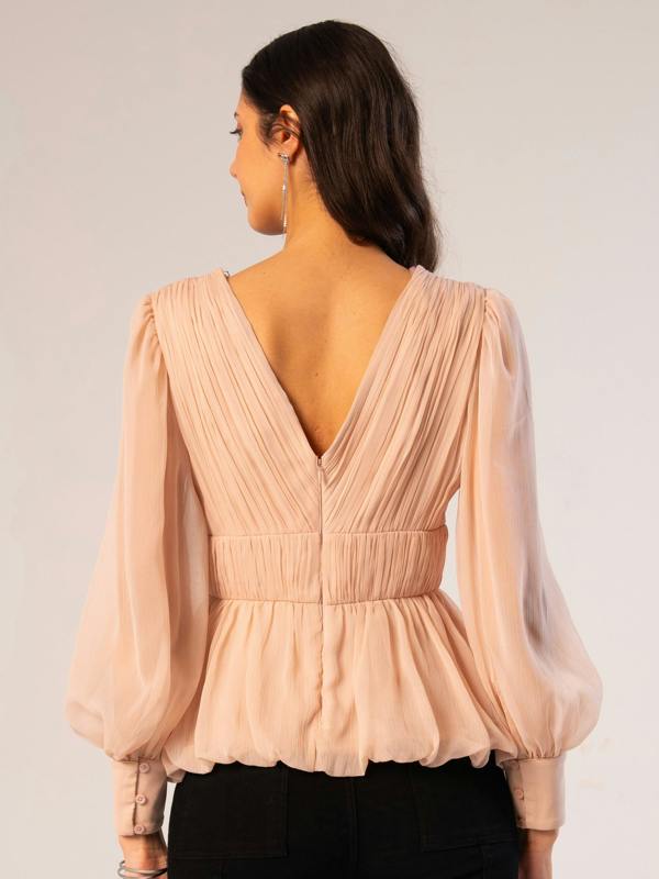 Rose & Nancy Anais Pink Hand Beaded Bow Blouse