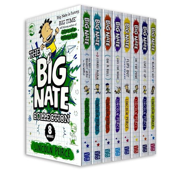 Big Nate Series 8 Books Collection Box Set by Lincoln Peirce – Strikes Again, On a Roll & Funny School Adventure Collection for Kids
