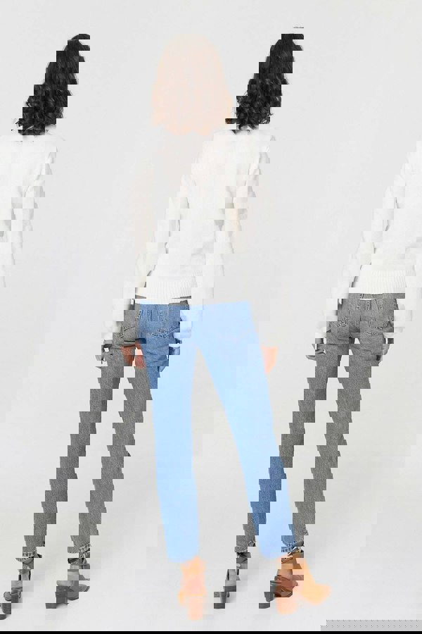 White | Embroidered Detail Long Sleeve Jumper