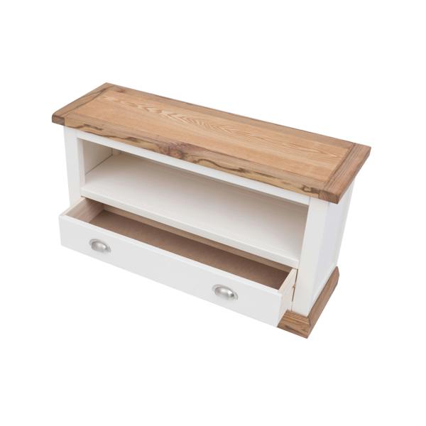 Cabinet Bits Tropea Off White 1 Drawer TV Cabinet Chrome Cup Handle