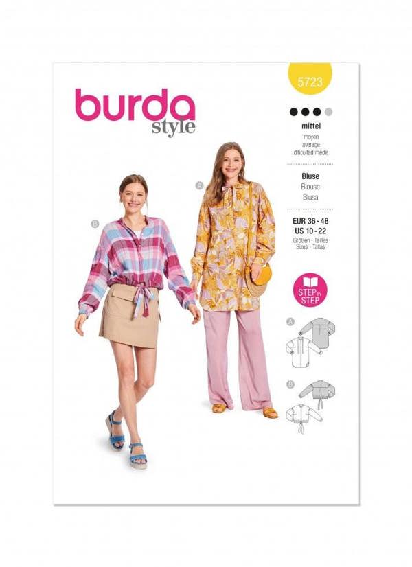 Burda Sewing Pattern 5723 Tops and Tunics For Women, 10-22 (36-48) - Intermediate
