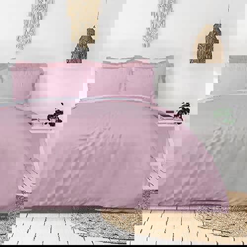 Smart Living Luxury Hotel Quality Reversible Ribbed Velvet Duvet Cover with Pillowcases - Blush