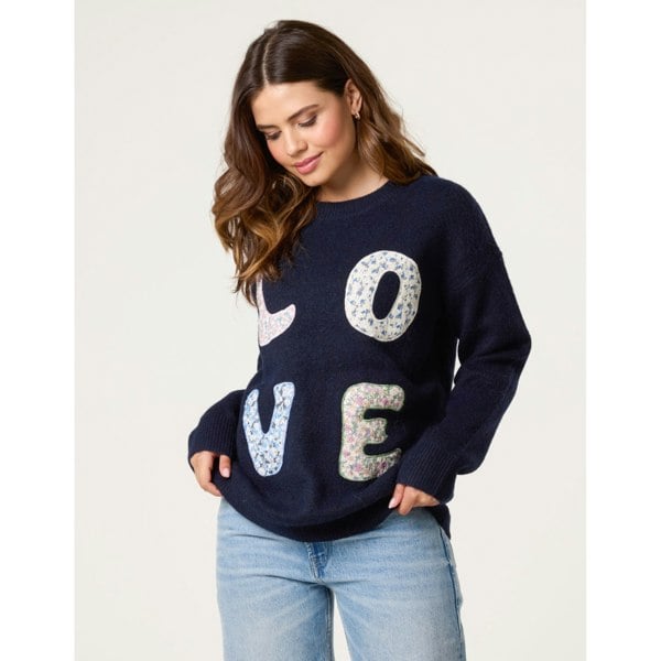 Blue Vanilla Embroidered Love Design Jumper
