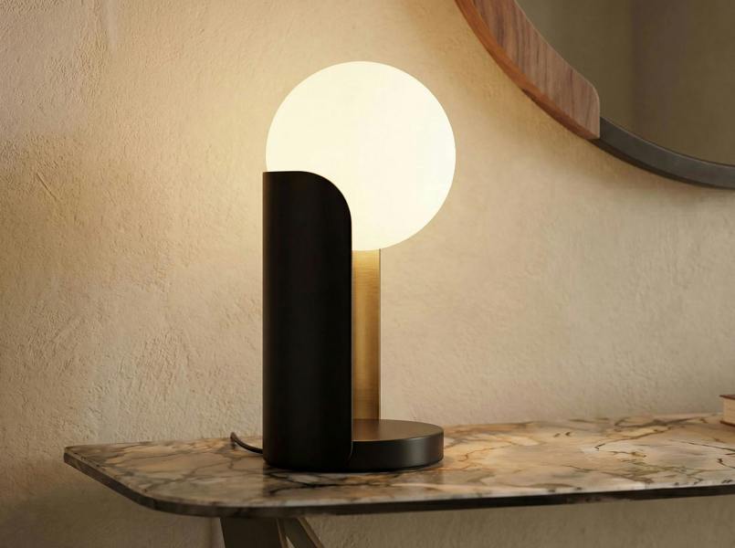Angel Cerdá Table lamp in white glass and black steel 8091