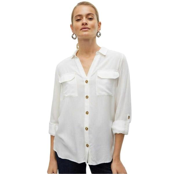 Vero Moda Womens/Ladies Regular Roll Sleeve Shirt - Snow White - 