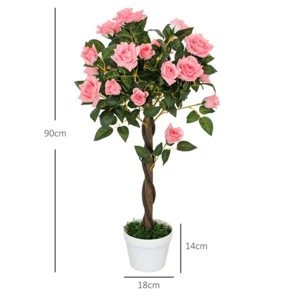 Dyzi Set of 2 90cm Artificial Rose Trees Potted Decorative Plants