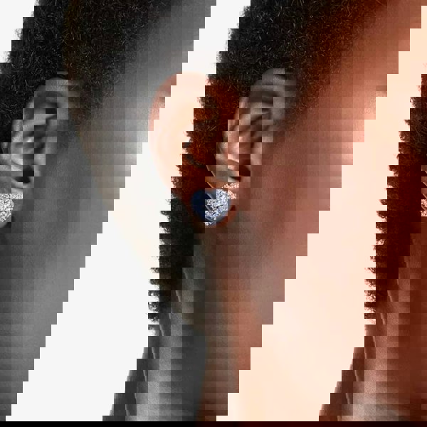 Swarovski Hyperbola Rhodium Plated Blue Heart Stud Earrings 5683576