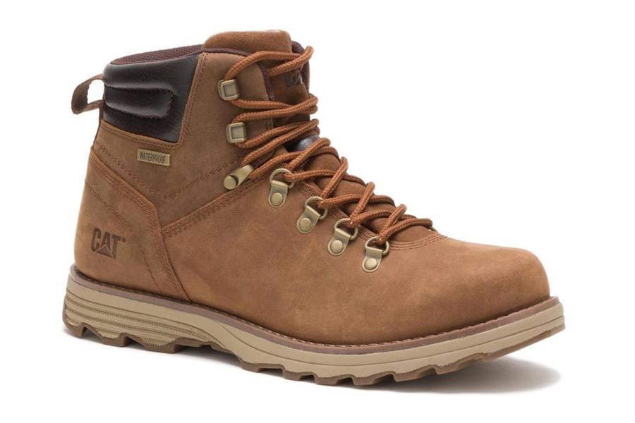 Caterpillar CAT (Caterpillar) Mens Sire Waterproof Brown Sugar Leather CAT Safety Work Boots