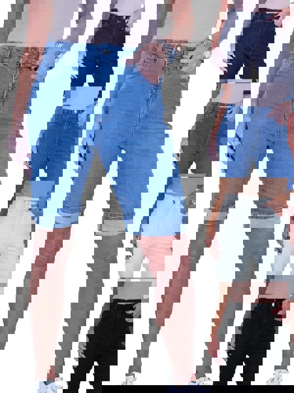 Paulo Due Women's Everyday Stretch Denim Knee Shorts