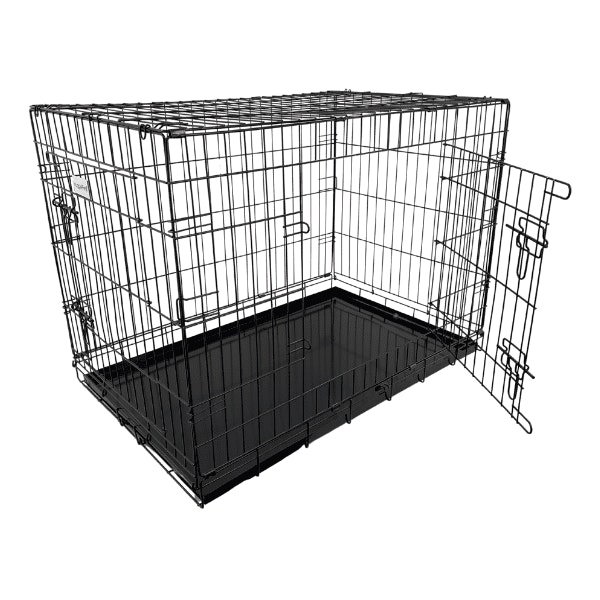 HugglePets Black Dog Cage with Metal Tray