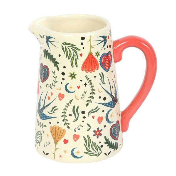 Kingsbury Gifts Folk Art Ceramic Jug Flower Vase