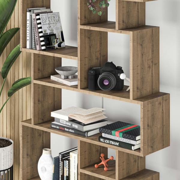 Decortie Karmato Modern Bookcase Display Unit with 10 Compartments 168.5cm Tall