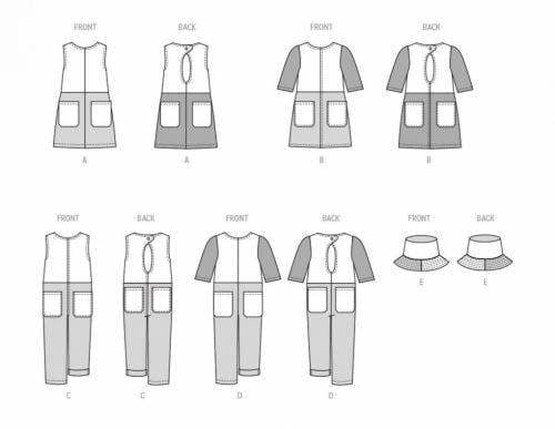 Butterick Sewing Pattern 6937, Dresses, Jumpsuits, Headwear for Kids, CCE (3-4-5-6) - Intermediate