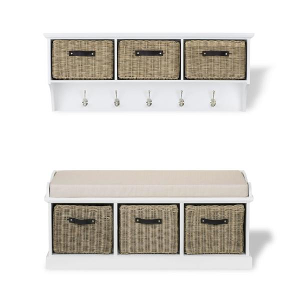 Statement Furniture Tetbury Hanging Shelf and Bench Set with Storage - Large