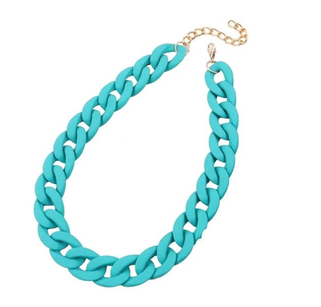 One Of A Kind Club Plain teal chunky chain necklace