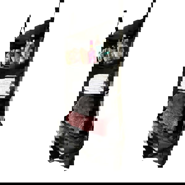 The Camping Organiser with Shelves and Storage Bag by OLPRO on a white background containing bathroom products.