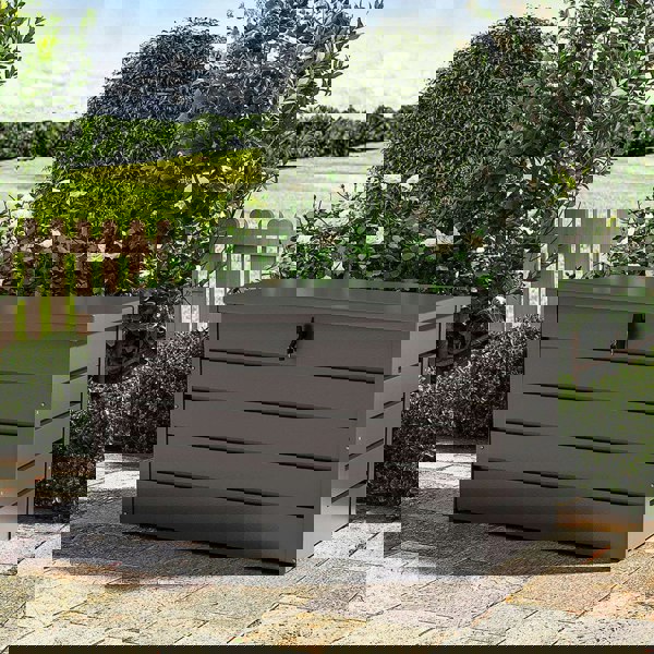 350L Grey Metal Outdoor Garden Storage Box Lockable Garden Storage Boxes Living and Home