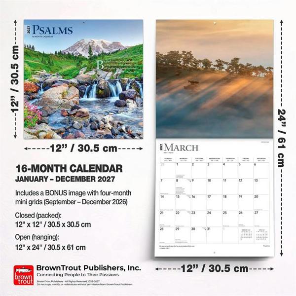 Religion Psalms Calendar 2027, Wall Calendars, Month To View, Lifestyle, Gift