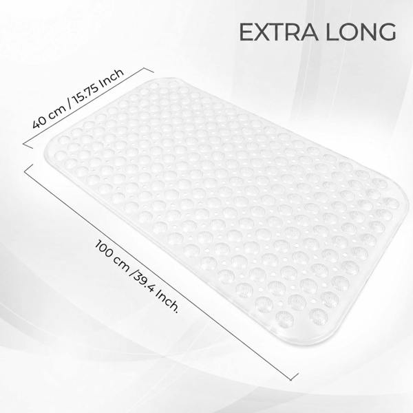 Top 3 Non-Slip Durable Bath Shower Mat with Suction Cups 40cm x 100cm Clear