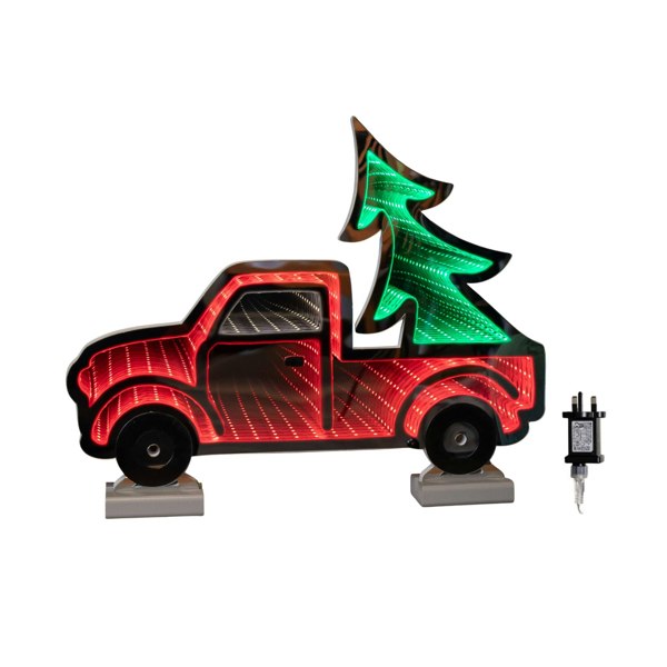 Samuel Alexander 40cm Infinity Light up Christmas Truck Decoration with Red & Green LEDs on Wooden Base