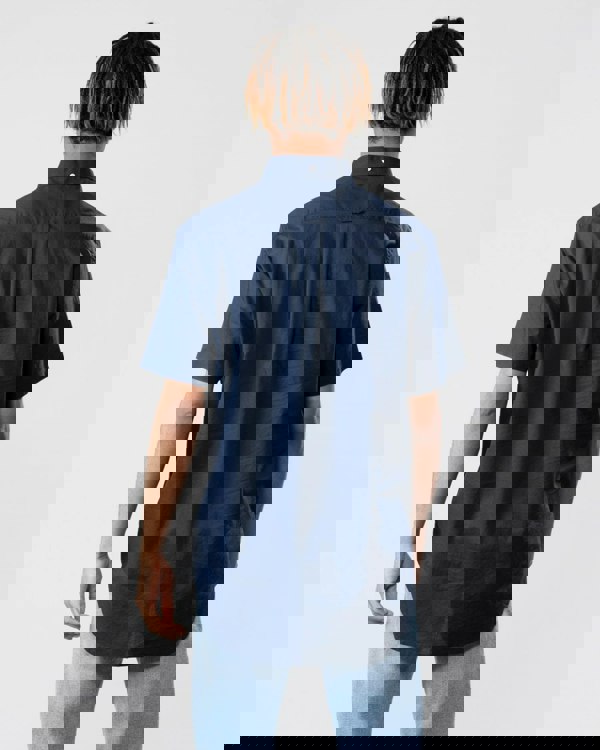 GANT Regular Broadcloth Short Sleeve Button Down Mens Shirt - 410 Marine